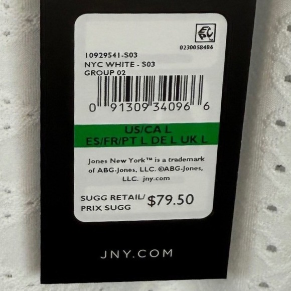 NWT Jones New York Lattice Eyelet Blouse, White, Size Large - Picture 2 of 10